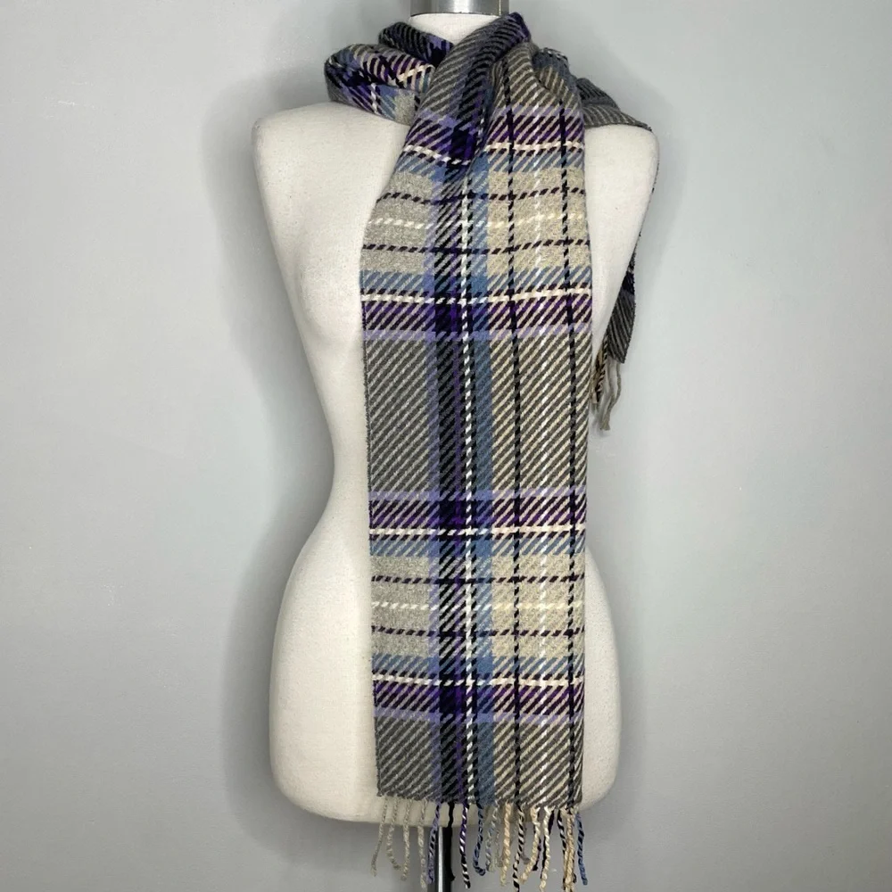 FIORI DI FIRENZE Plaid Oblong Wool Scarf